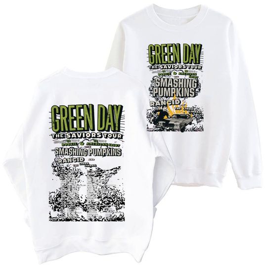 2024 Green Day Bands The Saviors Tour Poster Print Shirt Men Women Hip Hop Rock Vintage Sweatshirt Fashion Casual Loose Shirt