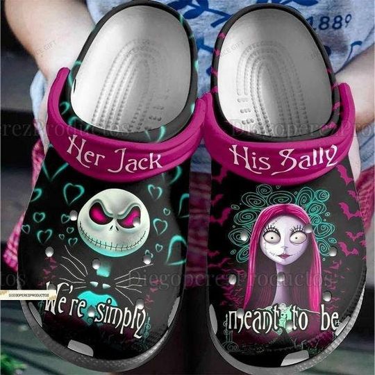 Jack And Sally Clogs, Her Jack His Sally Shoes, Jack Skellington Shoes, Nightmare Before Christmas, Matching Couple Shoes