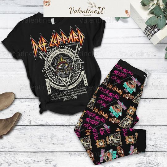 Discover Def Leppard Pajamas Set, Journey Summer Stadium Tour 2024 Shirt, Journey Tour Merch, Def Leppard Holiday Pajamas, Def Leppard Fan Gift