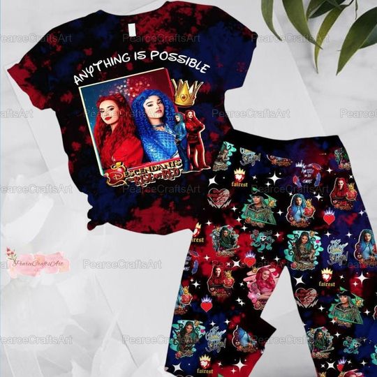 Descendants The Rise Of Red Shirt, Halloween Descendants Pajamas Set, The Rise Of Red Holiday Pajamas, Disneyland Halloween Pajamas