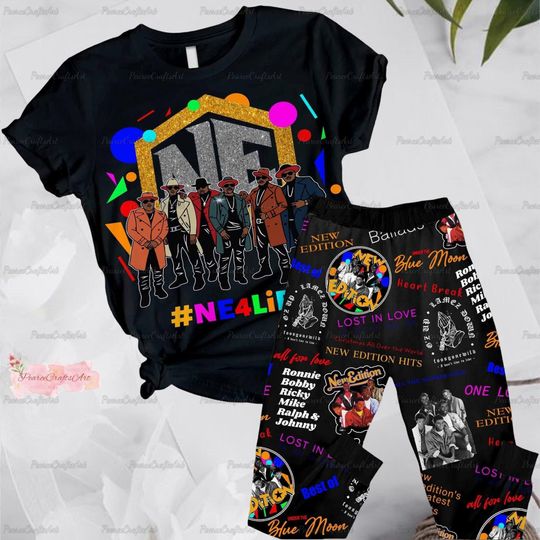 Discover New Edition Pajama Set, New Edition Tshirt, NE Band Holiday Pajamas, NE Band Women Pajamas, New Edition Pajamas Pants, New Edition Shir