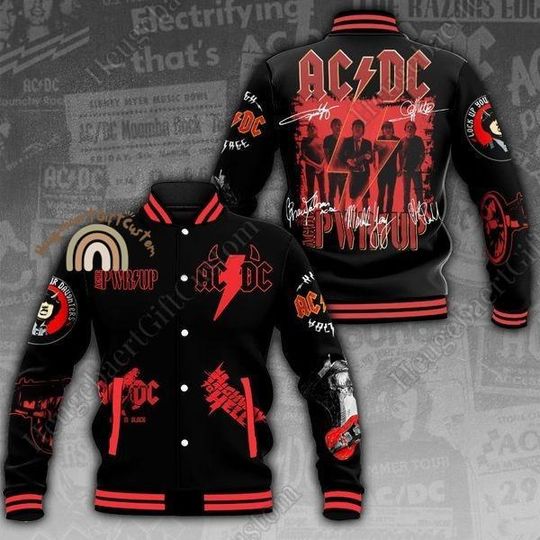 Discover AC-DC Pwr Up Tour Jacket, AC-DC Band Baseball Jacket, AC-DC 2024 Tour Jacket Men, Pwr Up World Tour Jacket, AC-DC Band Fan Gift