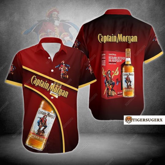 Captain Morgan Button Shirt, Morgan Rum Hawaiian Shirt, Captain Morgan Shirt, Button Down Shirt, Short Sleeve Shirt, Shirt For Men