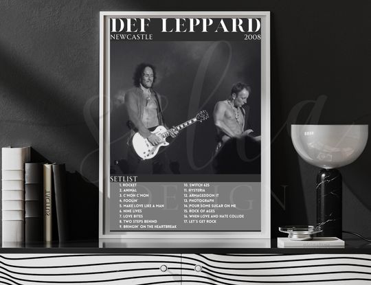 Discover DEF LEPPARD Band Inspired Retro Poster with Song Setlist | Gift for Her Him | Group Poster