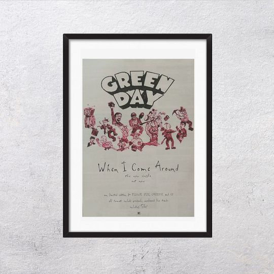 GREEN DAY 1995 - When I come around single release advert - authentic vintage poster, music poster, punk music, wall print