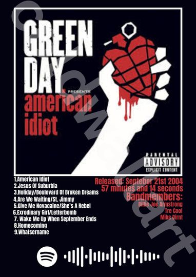 American Idiot Green Day Poster | Iconic Album Art | Printable Wall Art