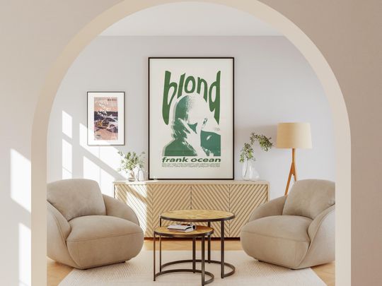 Discover Frank Ocean Blond Green Aesthetic Simple Nikes Ivy Pink and White Album Custom Poster Wall Decor