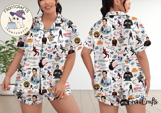 Discover Elvis Presley Pajamas Short Set, Elvis Presley Pajamas Set, Holiday Pajamas Set, Pajamas Pants, Women Pajamas, Sleepwear Pyjamas