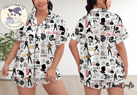 Discover Elvis Presley Pajamas Short Set, Elvis Presley Pajamas Set, Holiday Pajamas Set, Pajamas Pants, Women Pajamas, Sleepwear Pyjamas