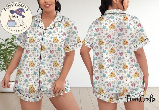 Winnie The Pooh Pajamas Short Set, Winnie The Pooh Pajamas Set, Holiday Pajamas Set, Pajamas Pants, Women Pajamas, Sleepwear Pyjamas