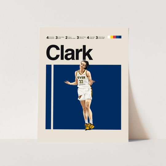 Discover Caitlin Clark Poster, Indiana Fever, WNBA poster, Minimalist, Helvetica, Mid-Century Modern, Girl Bedroom art, Basketball bedroom, Girl room