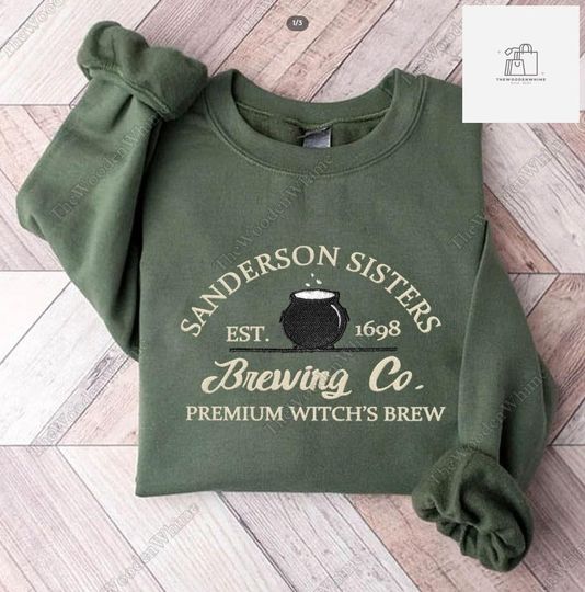 Sanderson Sisters Embroidery Sweatshirt, Halloween Brewing Co Sweatshirt