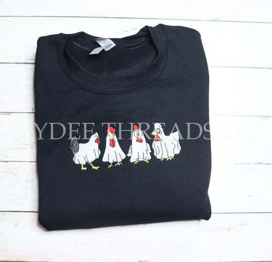 Discover Halloween Chicken Ghosts Embroidered Hoodie