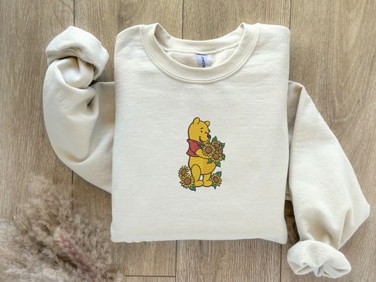 EMBROIDERED Sunflower Winnie The Pooh Embroidered Sweatshirt