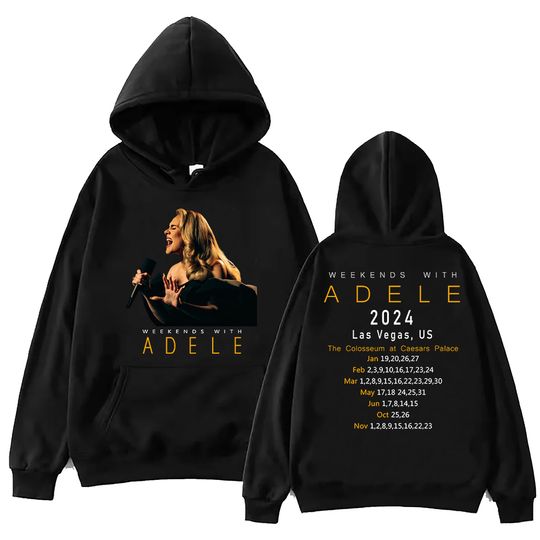 Discover Adele Tour 2024 Weekends With Adele Hoodie Harajuku Trending Pullover Hooded Tops Fans Gift Long Sleeves Streetwear