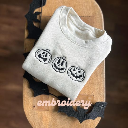 Embroidered Toddler Halloween Pumpkin Sweatshirt,  Sweatshirt Fall Gift for Baby