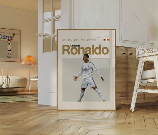 Cristiano Ronaldo Poster, Football Poster, Minimalist, Helvetica, Mid-Century Modern, Football Bedroom Decor, Soccer Gift