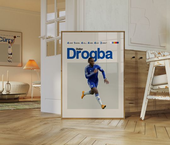 Discover Didier Drogba Poster, Football Poster, Minimalist, Helvetica, Mid-Century Modern, Football Bedroom Decor, Soccer Gift