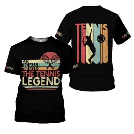 Discover Personalized Dad The Man The Myth The Tennis Legend 3D All Over Print T-shirt