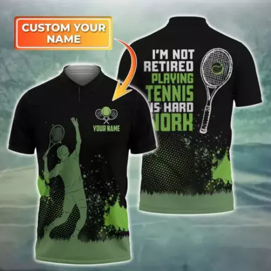 Tennis Polo Shirt With Customized Name 3D Polo Shirt For Tennis Players