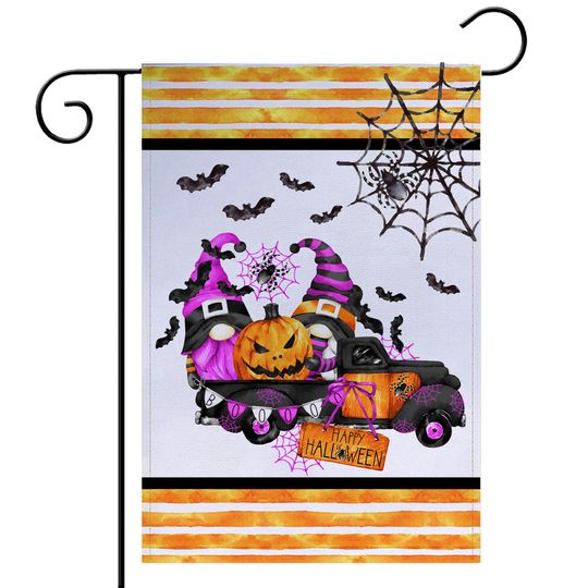 Discover Halloween Garden Flag, Halloween Yard Decor, Cute Gnome House Flag, Fall Yard Sign