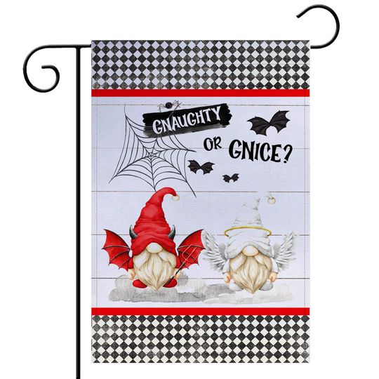 Discover Halloween Garden Flag, Devil and Angel Gnome Halloween Yard Decor