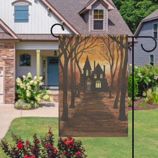 Haunted House Halloween Yard Flag | Spooky Outdoor Decor