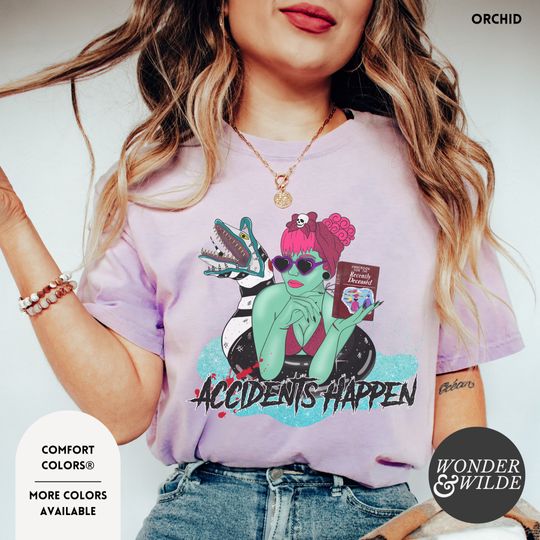 Accidents Happen Beetle juice Model Shirt,Pastel Goth, Halloween Comfort Colors Shirt, Witchy Shirt, Goth Shirt, Spooky Shirt, Horror Movies