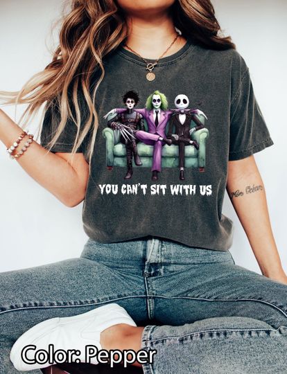 You Cant Sit With Us Halloween Beetlejuice T-Shirt, Beetlejuice Shirt, Halloween Beetlejuice Shirt, Comfort Colors Shirt, Oversize Tee