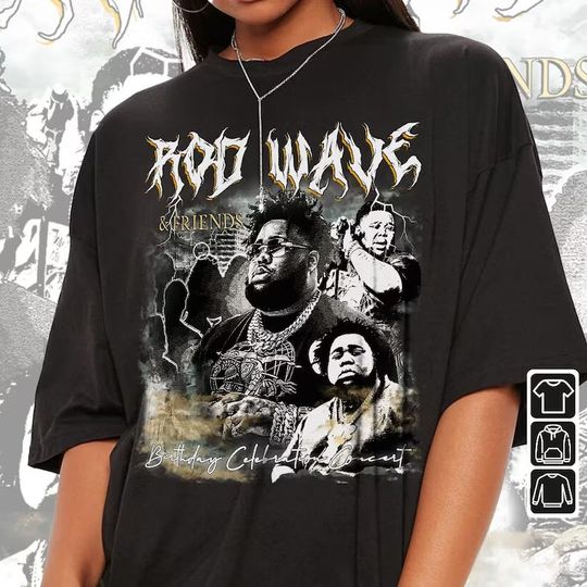 Discover Rod Wave Rap Shirt, Rod Wave And Friends Vintage 90s Y2K Graphic, Halloween Style Bootleg Gift For Fan Unisex Rap