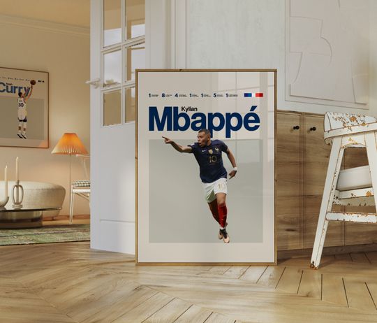 Discover Kylian Mbapp Poster, Football Poster, Minimalist, Helvetica, Mid-Century Modern, Football Bedroom Decor, Soccer Gift