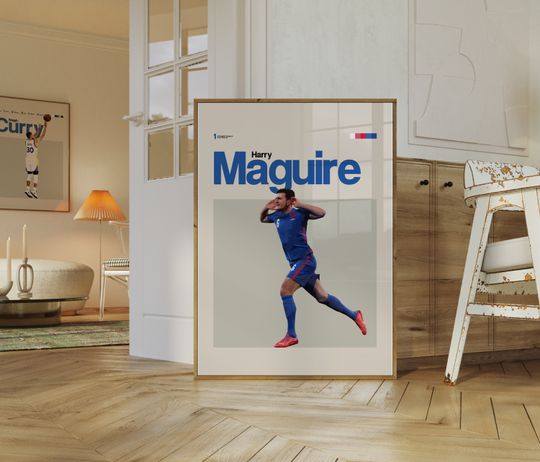 Discover Harry Maguire Poster, Football Poster, Minimalist, Helvetica, Mid-Century Modern, Football Bedroom Decor, Soccer Gift