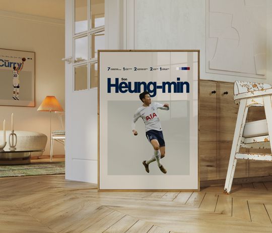 Discover Son Heung-min Poster, Football Poster, Minimalist, Helvetica, Mid-Century Modern, Football Bedroom Decor, Soccer Gift