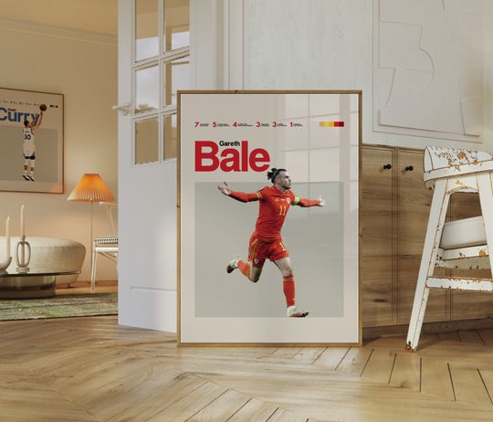 Discover Gareth Bale Poster, Football Poster, Minimalist, Helvetica, Mid-Century Modern, Football Bedroom Decor, Soccer Gift