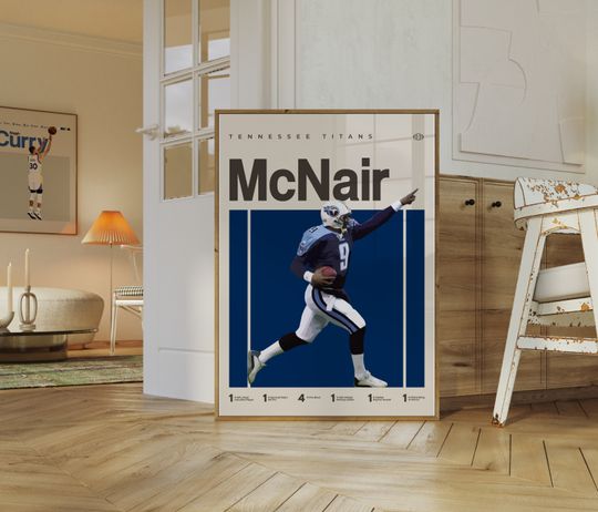 Discover Steve McNair Poster, Tennessee Titans football Poster, Minimalist, Helvetica, Mid-Century Modern, Football Bedroom Decor, football Gift