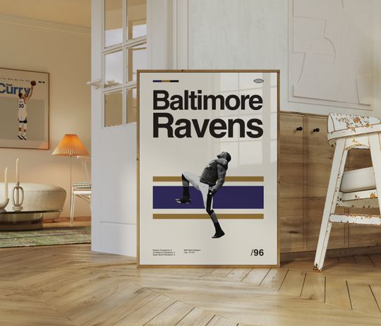 Baltimore Ravens Poster, Minimalist, Helvetica, Mid-Century Modern, Football Bedroom Decor, football Gift