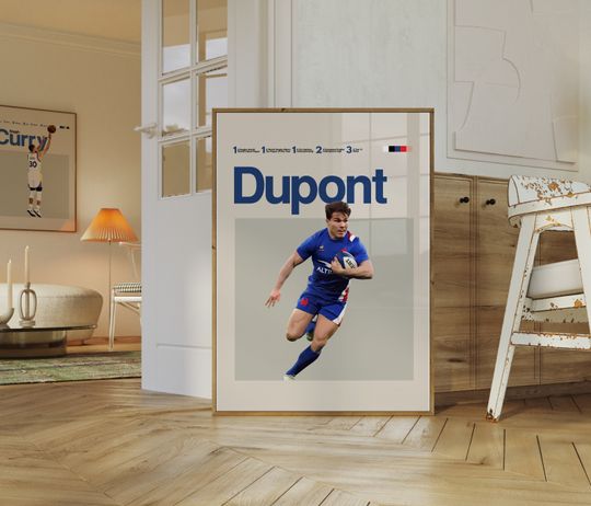 Antoine Dupont Poster, Rugby Poster, Minimalist, Helvetica, Mid-Century Modern, Rugby Bedroom Decor, Rugby Union Gift