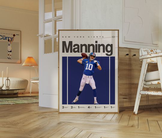 Eli Manning Poster, New York Giants football Poster, Minimalist, Helvetica, Mid-Century Modern, Football Bedroom Decor, football Gift