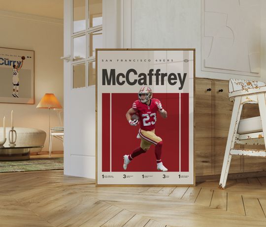 Christian McCaffrey Poster, San Francisco 49ers football Poster, Minimalist, Helvetica, Mid-Century Modern, Football Bedroom Decor, football Gift