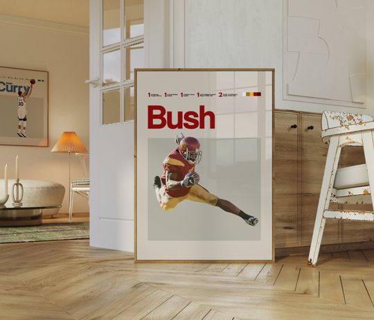 Discover Reggie Bush Poster, USC Trojans football Poster, Minimalist, Helvetica, Mid-Century Modern, Football Bedroom Decor, football Gift