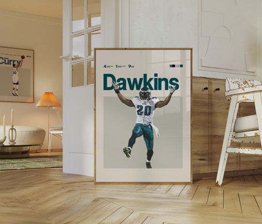 Discover Brian Dawkins Poster, Philadelphia Eagles football Poster, Minimalist, Helvetica, Mid-Century Modern, Football Bedroom Decor, football Gift