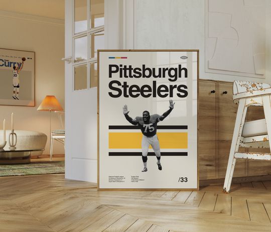 Pittsburgh Steeler Poster, Minimalist, Helvetica, Mid-Century Modern, Football Bedroom Decor, football Gift