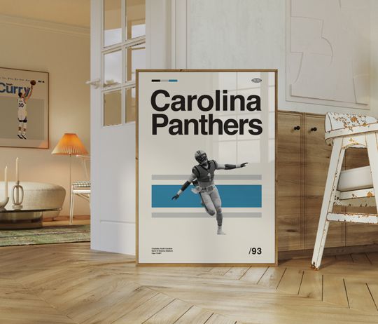Carolina Panthers Poster, Minimalist, Helvetica, Mid-Century Modern, Football Bedroom Decor, football Gift