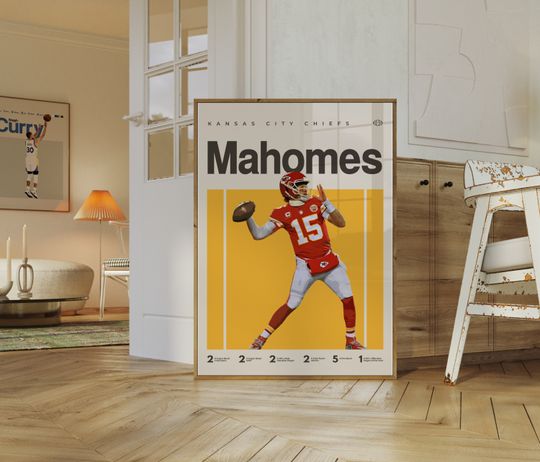 Patrick Mahomes Poster, Kansas City Chiefs football Poster, Minimalist, Helvetica, Mid-Century Modern, Football Bedroom Decor, football Gift