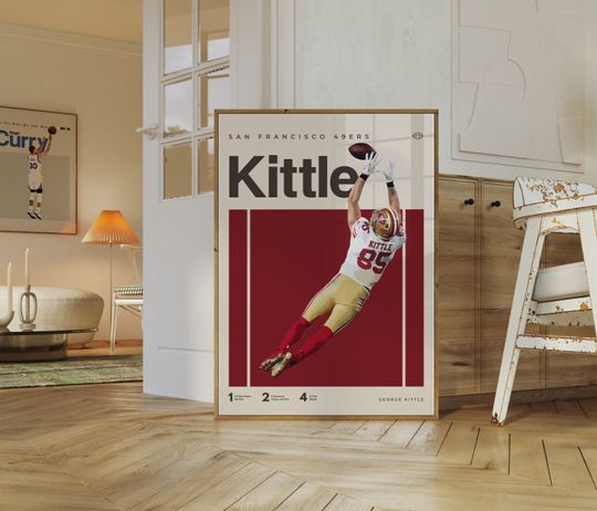 George Kittle Poster, San Francisco 49ers football Poster, Minimalist, Helvetica, Mid-Century Modern, Football Bedroom Decor, football Gift