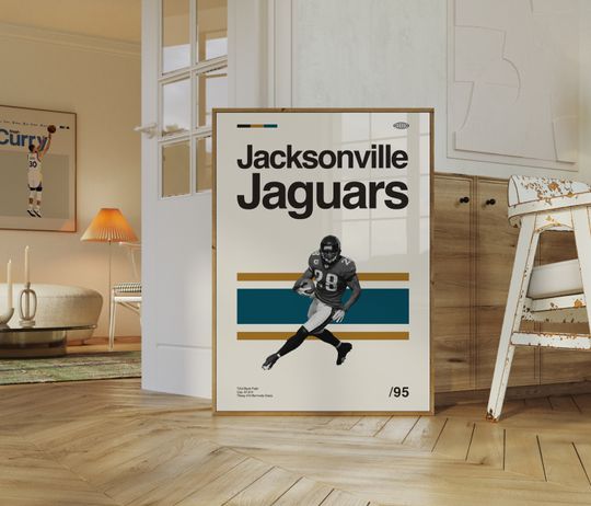 Jacksonville Jaguars Poster, Minimalist, Helvetica, Mid-Century Modern, Football Bedroom Decor, football Gift