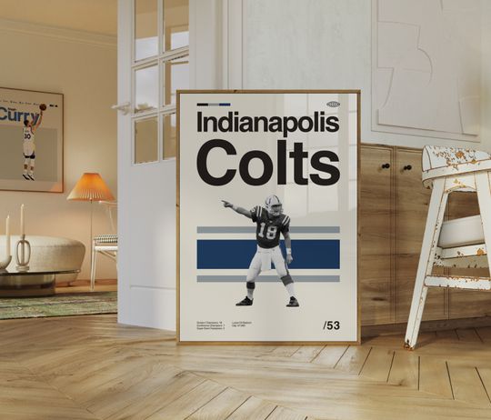 Discover Indianapolis Colts football Poster, Minimalist, Helvetica, Mid-Century Modern, Football Bedroom Decor, football Gift