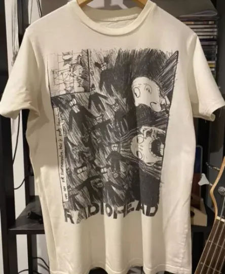 Discover Radiohead Band Scribble Retro Sand Cotton Unisex T shirt Reprint S-5XL