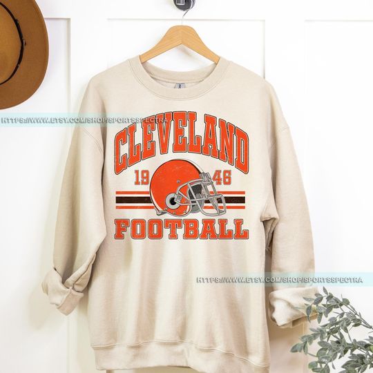 Discover Cleveland Football Vintage Sweatshirt, Retro Cleveland Brown Football Shirt, Cleveland Fan Gift, Sunday Football Apparel