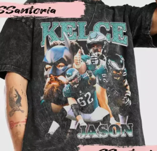 Discover Jason Kelce Vintage Style Bootleg T-Shirt 90S Graphic Sport Tee